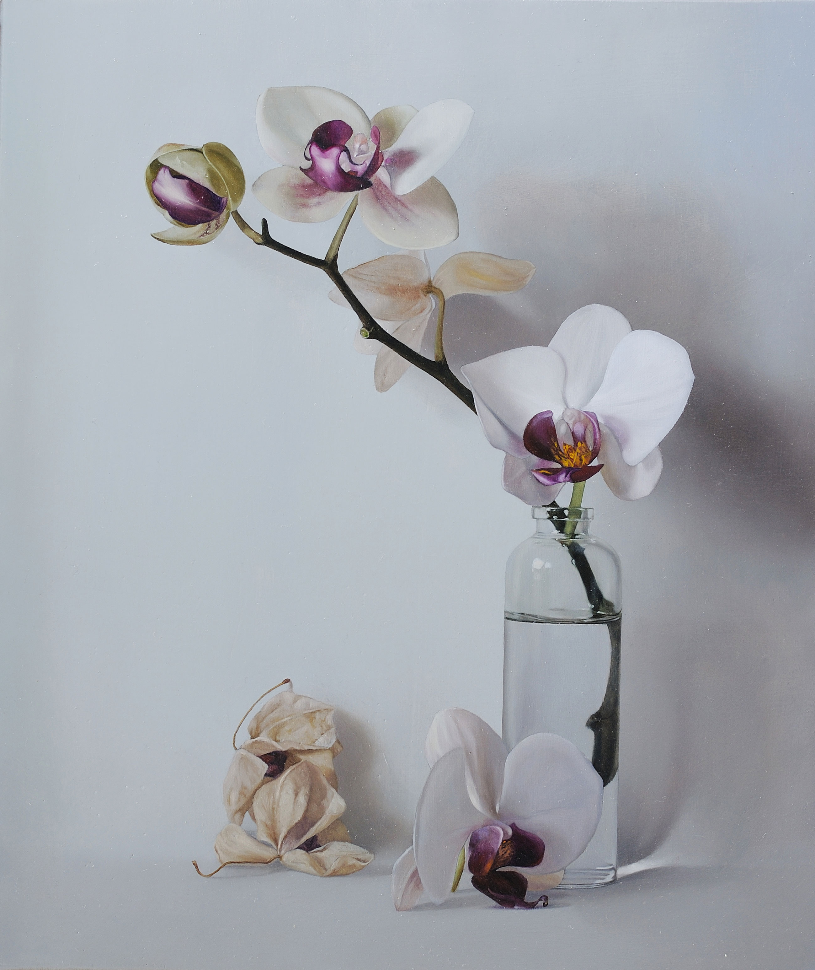 Expressed through Objects|借物抒情作品-Blossoms Bloom and Fade|花開.花落|,Oil on linen mounted on
								panel|油彩木板裱麻,27 x 22 cm|2010